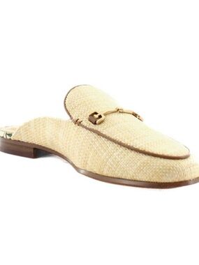 BNIB Sam Edelman Neutral Raffia Mule Loafer with Gold Bit